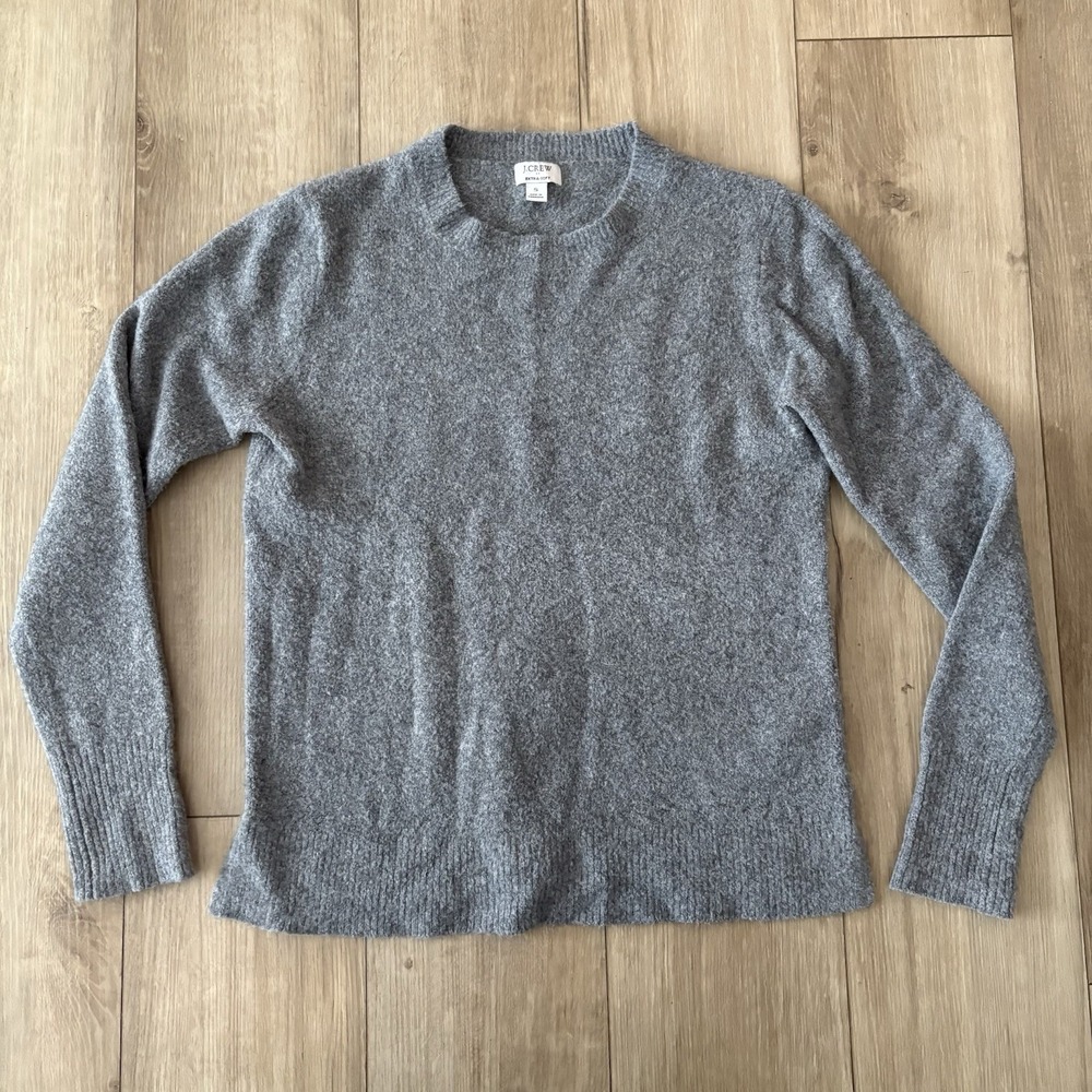 J. Crew Women's S Light Gray Long Sleeve Sweater Wool Blend Extra Soft